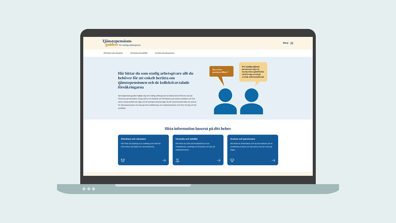 skärmdump av startsidan på tjänstepensionsguiden